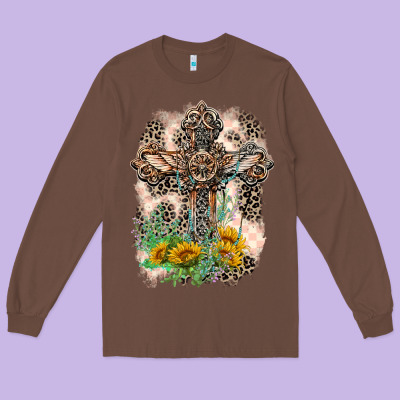 Western With Crosses Long Sleeve Tee Designed By Lillyallendesigns