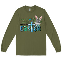Army Green My First Easter Bunny Boy Long Sleeve Tee - RanaPortraitStore