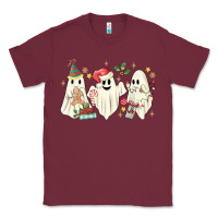 Burgundy Christmas ghosts Classic Tee - MaliasSmallBusiness