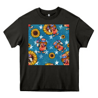 Asphalt 4th of july sunflowers hotdog seamless pattern Heavy Core Tee - BundleAndBundleShop
