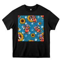 Black 4th of july sunflowers hotdog seamless pattern Heavy Core Tee - BundleAndBundleShop