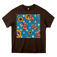Chocolate Brown 4th of july sunflowers hotdog seamless pattern Heavy Core Tee - BundleAndBundleShop