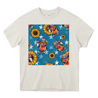 Cream 4th of july sunflowers hotdog seamless pattern Heavy Core Tee - BundleAndBundleShop
