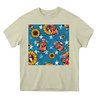 Mossy 4th of july sunflowers hotdog seamless pattern Heavy Core Tee - BundleAndBundleShop