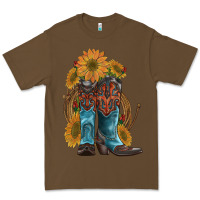 Cacao western boots with sunflowers Premium Tee - Artiststas