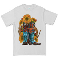 Dove Grey western boots with sunflowers Premium Tee - Artiststas