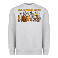 Heather Grey she works hard for the honey Heavyweight Sweatshirt - Artiststas