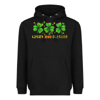 Black St. Patrick's Day lucky and blessed Heavyweight Hoodie - HowdyJamesFarm