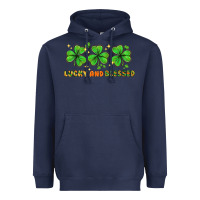 Navy St. Patrick's Day lucky and blessed Heavyweight Hoodie - HowdyJamesFarm