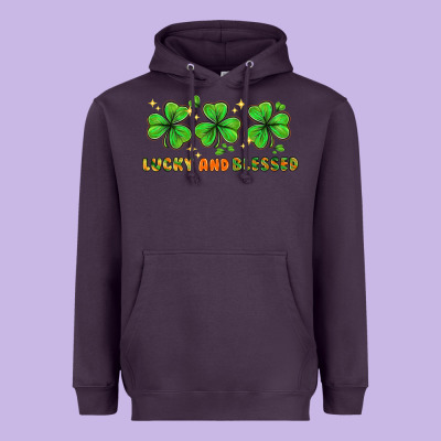 St. Patrick's Day Lucky And Blessed Heavyweight Hoodie Designed By Howdyjamesfarm
