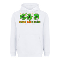 White St. Patrick's Day lucky and blessed Heavyweight Hoodie - HowdyJamesFarm