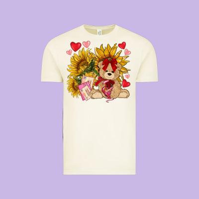 Valentines Day Sunflowers With Bear Hjf Vintage Tee Designed By Nancycooperartshop