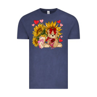 Vintage Denim valentines day sunflowers with bear hjf Vintage Tee - NancyCooperArtShop