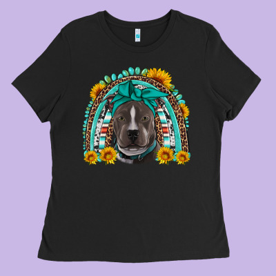 Western Pitbull Rainbow Ladies Tee Designed By Artiststas