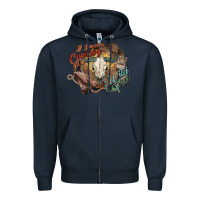 Navy Cowboy wild and free western Zipper Hoodie - HowdyJamesFarm