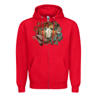 Red Cowboy wild and free western Zipper Hoodie - HowdyJamesFarm
