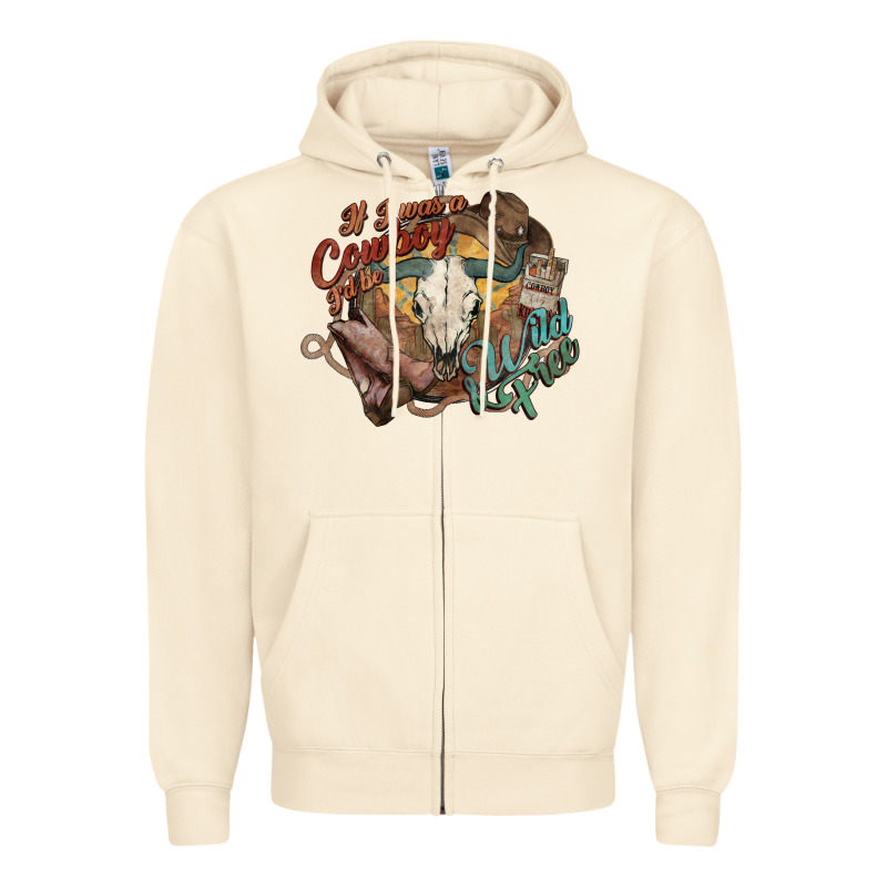 Cowboy Wild And Free Western Zipper Hoodie by HowdyJamesFarm | Teevron