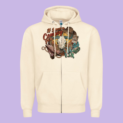 Cowboy Wild And Free Western Zipper Hoodie Designed By Howdyjamesfarm