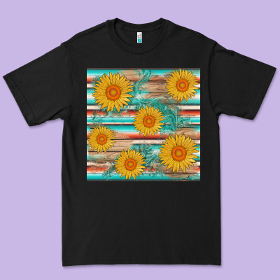 Sunflower Wood Serape  Leather Seamless Premium Tee Designed By Adodesignshop