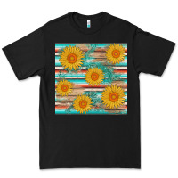 Black sunflower wood serape  leather seamless Premium Tee - AdoDesignShop