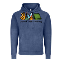 Vintage Denim peace love camping Vintage Hoodie - NancyCooperArtShop