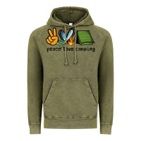 Vintage Olive peace love camping Vintage Hoodie - NancyCooperArtShop