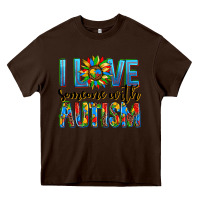 Chocolate Brown ı love someone with autism Heavy Core Tee - AdoDesignShop