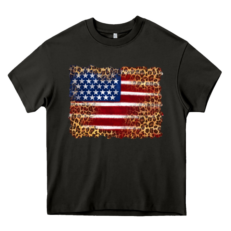 American Flag And Leopard Heavy Core Tee by Artiststas | Teevron