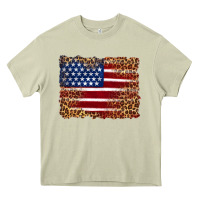 Mossy american flag and leopard Heavy Core Tee - Artiststas