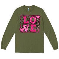 Army Green Love leopard frame Long Sleeve Tee - LillyAllenDesigns