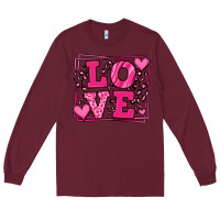 Burgundy Love leopard frame Long Sleeve Tee - LillyAllenDesigns
