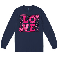 Navy Love leopard frame Long Sleeve Tee - LillyAllenDesigns