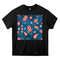Black 4th uf july strawberries seamless pattern Heavy Core Tee - BundleAndBundleShop