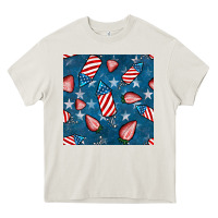 Cream 4th uf july strawberries seamless pattern Heavy Core Tee - BundleAndBundleShop