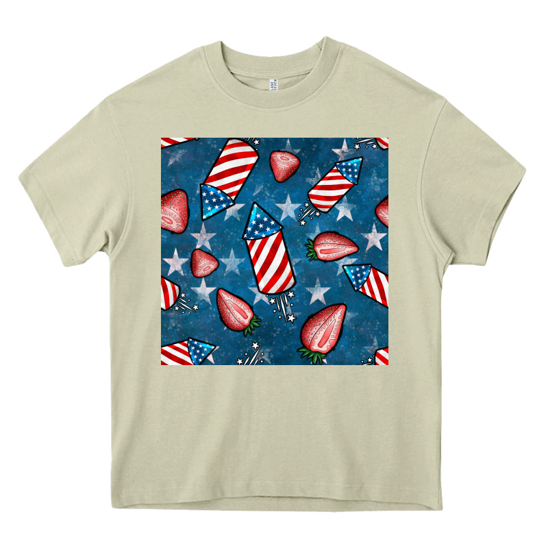 4th Uf July Strawberries Seamless Pattern Heavy Core Tee by BundleAndBundleShop | Teevron