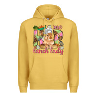 Antique Gold One hip lunch lady Easter Day Premium Hoodie - HowdyJamesFarm