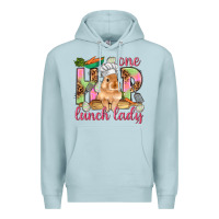 Blue Mist One hip lunch lady Easter Day Premium Hoodie - HowdyJamesFarm