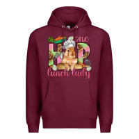 Burgundy One hip lunch lady Easter Day Premium Hoodie - HowdyJamesFarm