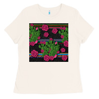 Bone mexican rose and cactus seamless pattern Ladies Tee - BundleAndBundleShop