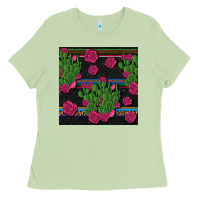 Matcha mexican rose and cactus seamless pattern Ladies Tee - BundleAndBundleShop