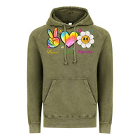 Vintage Olive peace love happiness Vintage Hoodie - NancyCooperArtShop
