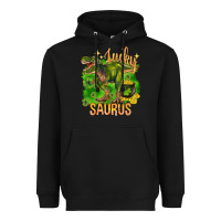 Black St. Patrick's day lucky Saurus Heavyweight Hoodie - HowdyJamesFarm