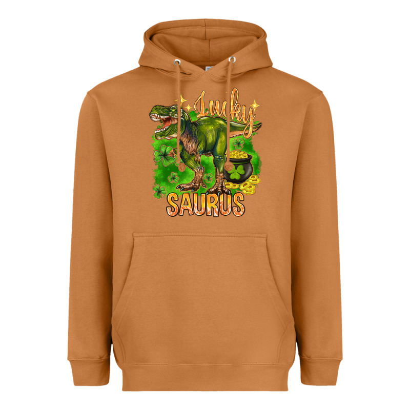 St. Patrick's Day Lucky Saurus Heavyweight Hoodie by HowdyJamesFarm | Teevron