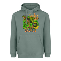 Sage St. Patrick's day lucky Saurus Heavyweight Hoodie - HowdyJamesFarm