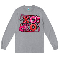 Heather Grey Xoxo Valentine's Day leopard frame Long Sleeve Tee - LillyAllenDesigns