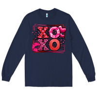 Navy Xoxo Valentine's Day leopard frame Long Sleeve Tee - LillyAllenDesigns