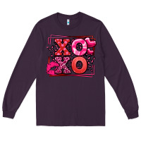 Plum Xoxo Valentine's Day leopard frame Long Sleeve Tee - LillyAllenDesigns