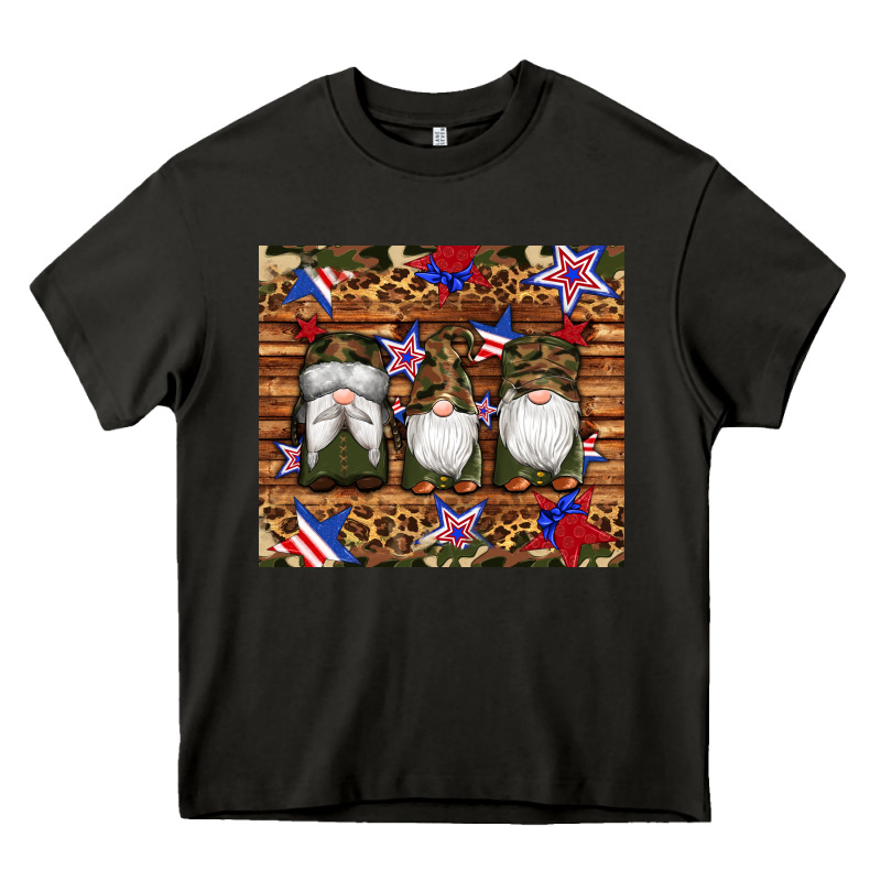 Camouflage Gnomes American Flag Star Leopard Heavy Core Tee by Artiststas | Teevron
