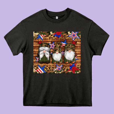 Camouflage Gnomes American Flag Star Leopard Heavy Core Tee Designed By Artiststas