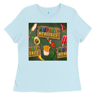 Baby Blue hispanic heritage seamless pattern Ladies Tee - BundleAndBundleShop